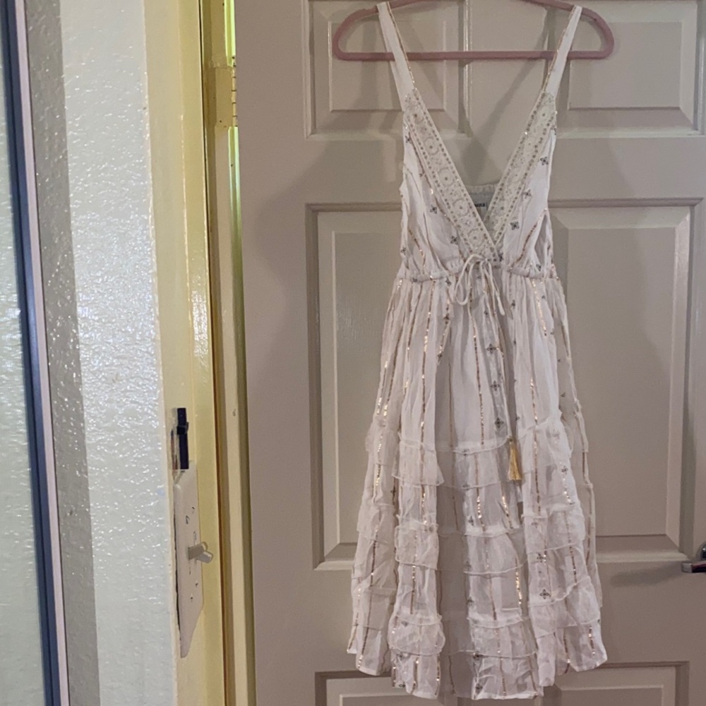 NWOT Ananta Elegant White Ruffle Midi Dress, Size X/XL